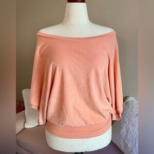 Anthropologie Postmark Beasley Dolman Top Terry Oversized Womens M Peachy Orange